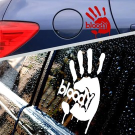 Blood Handprint Car Sticker Bloody Car Sticker Fun Decal for Bumper, Trunk, Window, Side, Decorative Car Scratch Sticker Electric Vehicle Motorcycle Decal Vinyl Sticker Funny Car Sticker (1Red&1White)