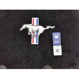 ACC Part Compatible with 1994-2004 Ford Mustang - 4 Piece Black Carpet Floor Mat Set with Pony/Tri-Bar Logos on Front Mats