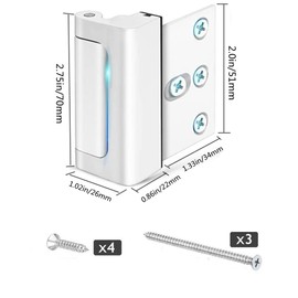 szhdxsy Door Security Lock, Upgrade Home Security Door Lock & Reinforcement Lock with 3 inch Stop and 8 Screws, Door Lock Child Proof Security Door Stopper for Inward Swinging Door(White)