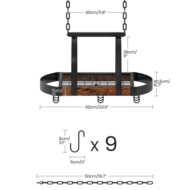 Choezon Hanging Pot Rack Pot Hanger for Kitchen Ceiling Mounted