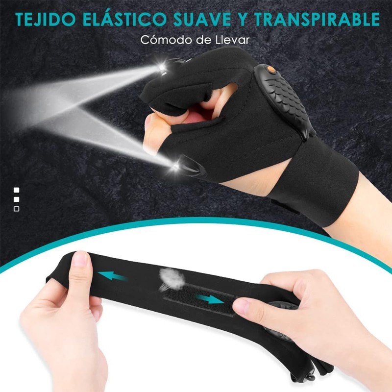 Guantes de Linterna,Regalo ideal para hombres,Guantes con LED, Mecánico, Electricista