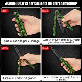2 Piezas Cuchillos de Artes Marciales,cuchillos de mariposa para practicar, cuchillo de entrenamiento contundente para principiantes, espadas de práctica de arte sin afeitar（Verde+Rojo）