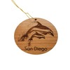 San Diego California Coastal Christmas Ornament Dolphins Handmade Wood Ornament
