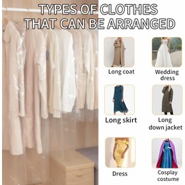 DEWIN Disposable Plastic Clothes Covers, 50Pack Through Hanging Dust Proof Garment Bag, Dry Cleaning Garment Covers for Suit, Evening Dress, Coat, Shirt.(60 x 100 cm)