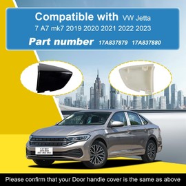 Goholy Car Exterior Door Handle Cap Compatible with VW Jetta 7 A7 mk7 2019 2020 2021 2022 2023 17A837879 17A837880 Door Handle Cover Accessories Lock Cap Silver Without Electroplating