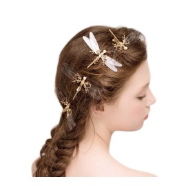 3 PCS Baroque Gold Tone Alligator Hair Clips Dragonfly Starfish Hair Clips Bridal Pearl Hair Pins Wedding Hair Barrette Accessories Jewel Hair Pin