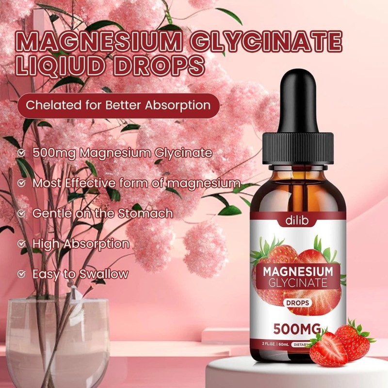 dilib Magnesium Glycinate Supplement, Liquid Magnesium Glycinate Liquid Drops 500mg-Su