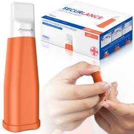 AIESI® Sterile Disposable Lancets with Safety System and Retractable Stainless Steel Tip Needle 23G Securance (Pack of 100)