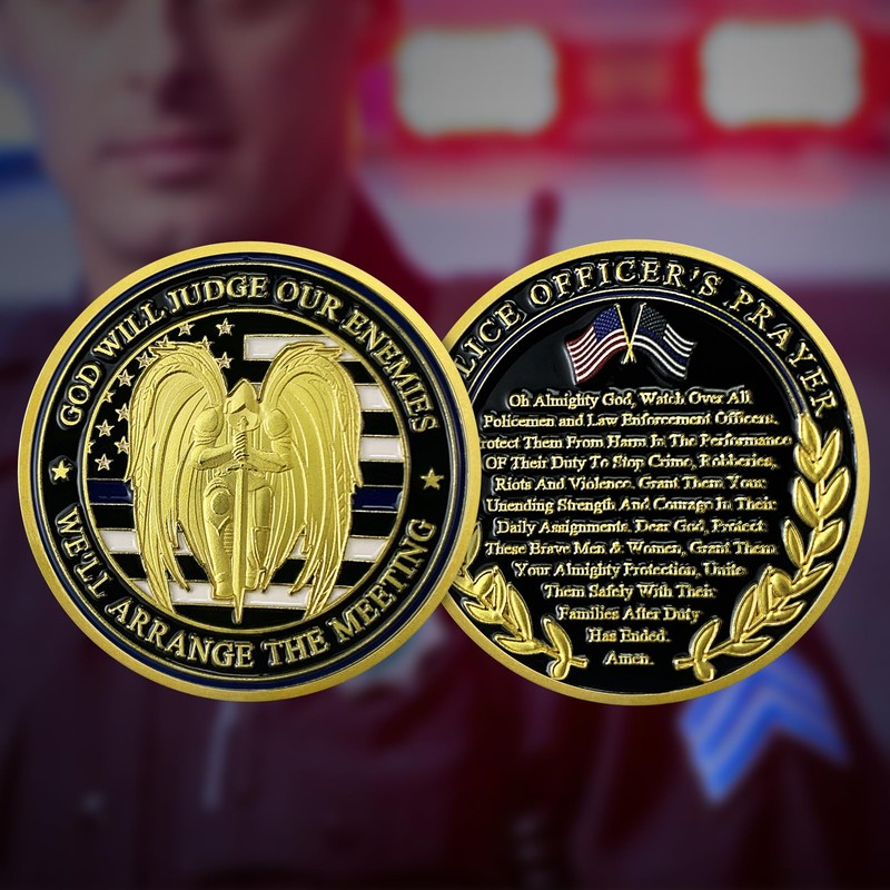 ST. Michael Police Challenge Coin Thin Blue Line Law Enforcement