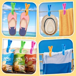 Dreecy 8 Pcs Beach Towel Clips for Beach Chairs, Towel Holder for Beach Chair Pool Chair on Cruise, Jumbo Size Heavy Duty Clothes Pins, Beach Chair Clips to Keep Your Towel from Blowing Away, 4 Colors
