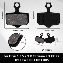 2 Pairs Bicycle Brake Pads, Black Mountain Bike Brake Pads, Durable Bike Brake Pads Replacement, Brake Pads Compatible With Avid Elixir 1 3 5 7 9 R CR Sram XO XX X7 X9 XXWC DB1 DB3 DB5