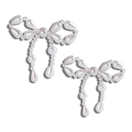 Perlen Ohrringe Bogen Ohrstecker Ohrringe für Damen, Schleifen Schmuck Frauen Hypoallergen Silber 925 Ohrringe Schleife Perlen Ohrringe Kleine Schleife Ohrringe Damen Mädchen