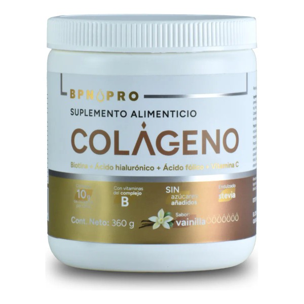 Colágeno Hidrolizado en Polvo con Ácido Hialurónico y Ácido Fólico,