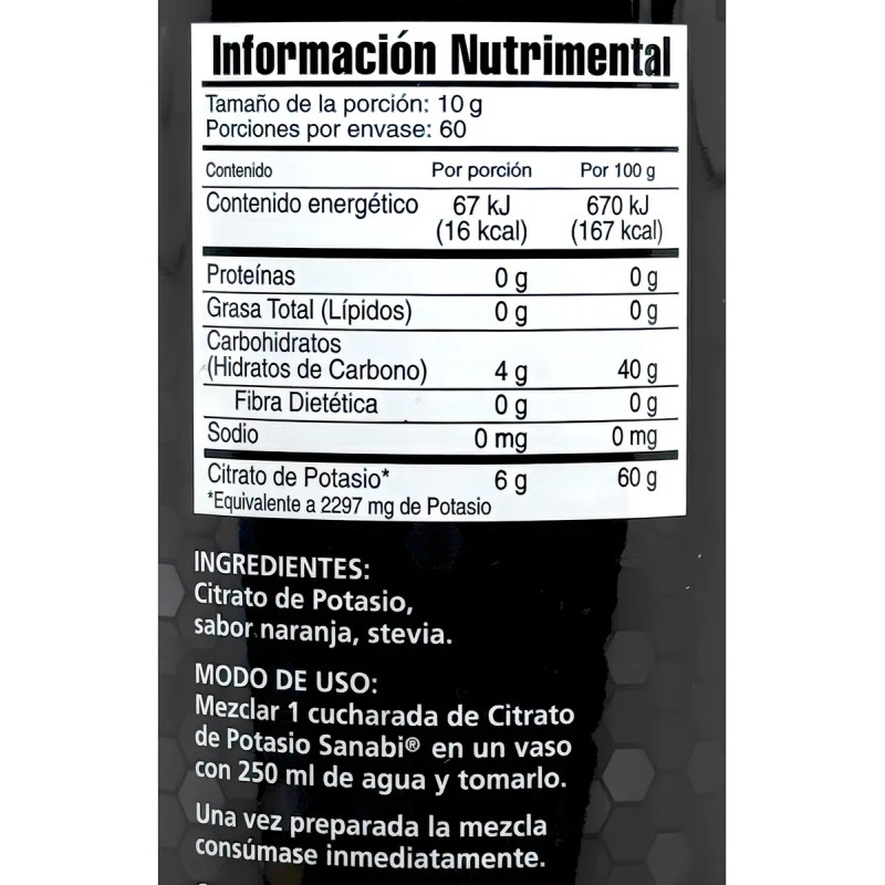 Citrato De Potasio 600 G Naranja Sanabi