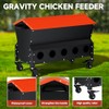 120 LB Automatic Chicken Feeder, Metal Poultry Feeder with Wheels