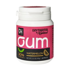 DC24 DAILY CARE Xylitol Chewing Gum with Erythritol, Aspartame Free & Sugar Free Gum, Low-Calorie, Sugarless, Natural Peppermint, 60 Pieces (Pack of 1) - Flavor: Watermelon