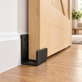 Adjustable Barn Door Guide – Black Stainless Steel Floor and Wall Guide with Screws for Sliding Barn Doors