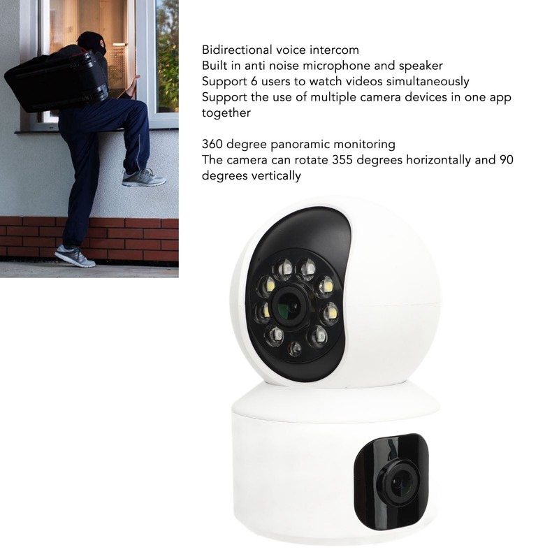 Smart Security Camera Night Vision 360 Degrees HD Camera Durable
