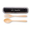 Showa 77182 Wooden Cutlery Set, Gingham Check, Black, Case L/B