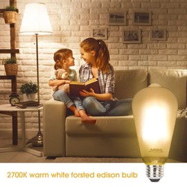ASOKO ST64 Frosted Edison Vintage Light Bulbs, 6W LED (60W Equivalent) 2700K Warm White, Dimmable Antique Filament Bulbs - 6 Pack