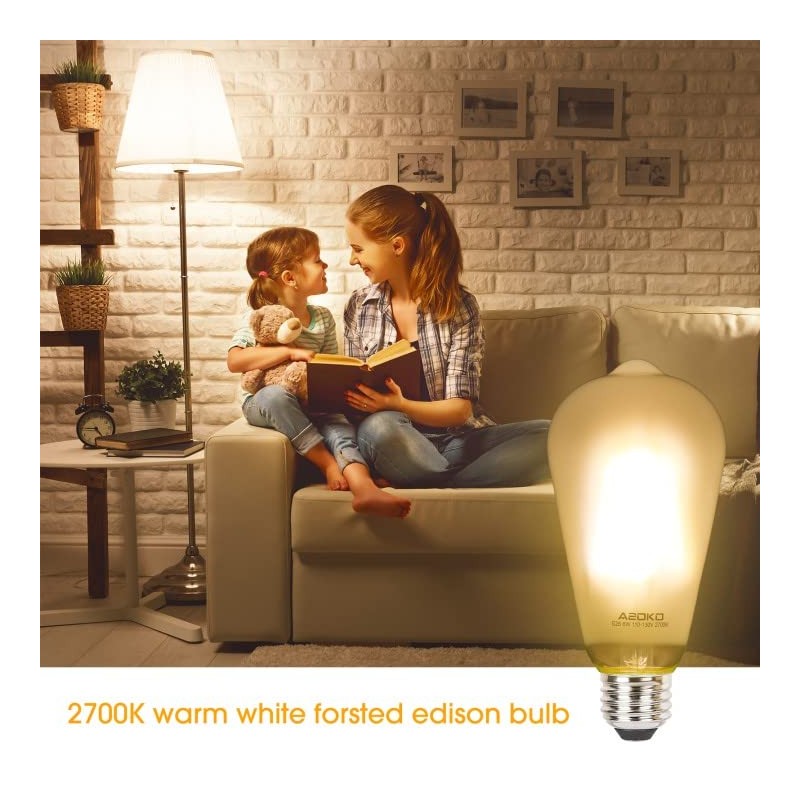 ASOKO ST64 Frosted Edison Vintage Light Bulbs, 6W LED (60W