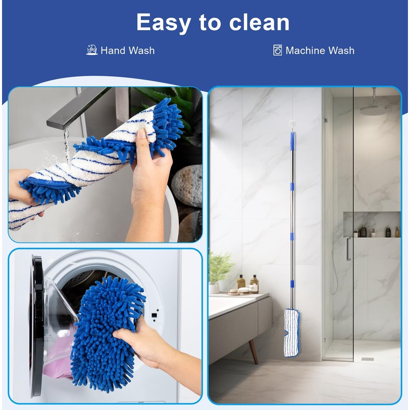 Microfiber Dust Mop for Floor Cleaning - Dual-Sided Washable Pads,