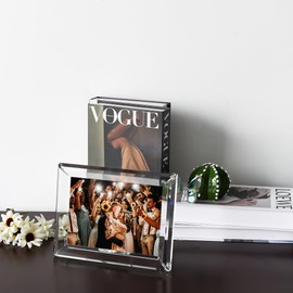 DONOUCLS Crystal Picture Frame 5x7 Inch, Wedding Frame Tabletop Display, Display Pictures 5''x 7'', Comes with Gift Box