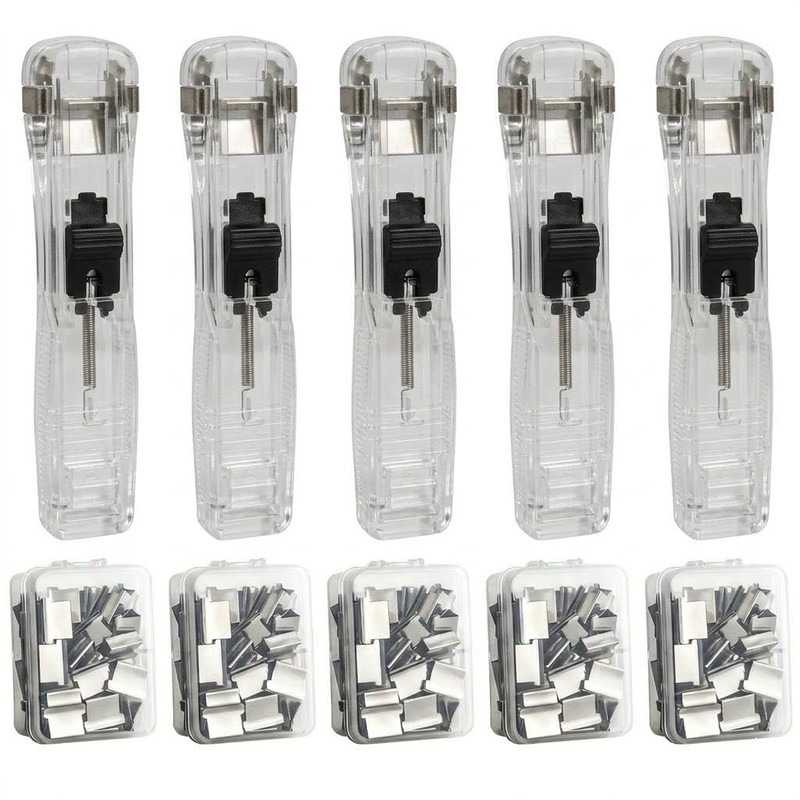 Portable Binder Clip Stapler 2-Pack, Cute Push Clip Dispenser for