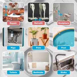 4 Pound Black Epoxy Putty Sculpt Clay, 2 Part (A & B) Modeling Compound for Sculpting, Modeling, Building, Repairing, Self-Hardening Epoxy Clay Easily Repairs Metal, Wood, Tile, Ceramics, Plastic