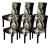 FOREVER QUEEN Black Gold Marble Chair Covers Set of 6,
