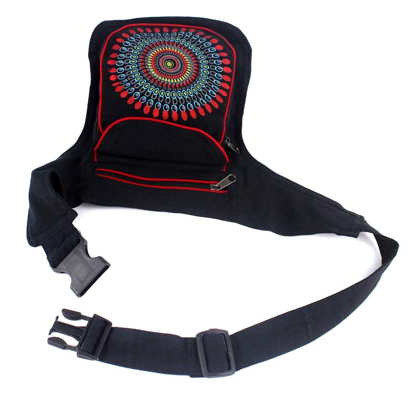Fabric Waist Bag Casual Ethnic Designs 3 Bags with Zipper