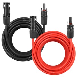 Solar Panel Extension Cable - 8AWG 40FT Solar Wire Cord 8 Gauge PV Wire with Female & Male Waterproof Connector for RV, Photovoltaic Systems, Home, Boat, Solar Panels, Car(40ft Red + 40ft Black)
