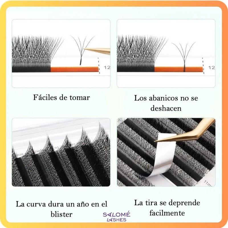 Extensiones de Pestañas Nagaraku 4D W Negro Curvatura D Largo