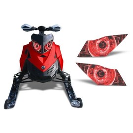 AMR Racing Snowmobile Headlight Eye Graphics Decal Cover Compatible with Ski Doo Rev XP Summit - Cyborg Red