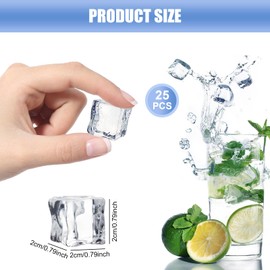 Pack of 50 Clear Artificial Ice Cubes 20 mm Reusable Artificial Irregular Ice Cubes Clear Plastic Ice Cubes Decorative Acrylic Square Ice Cubes for Photography Props Party Decor Kitchen Decoration