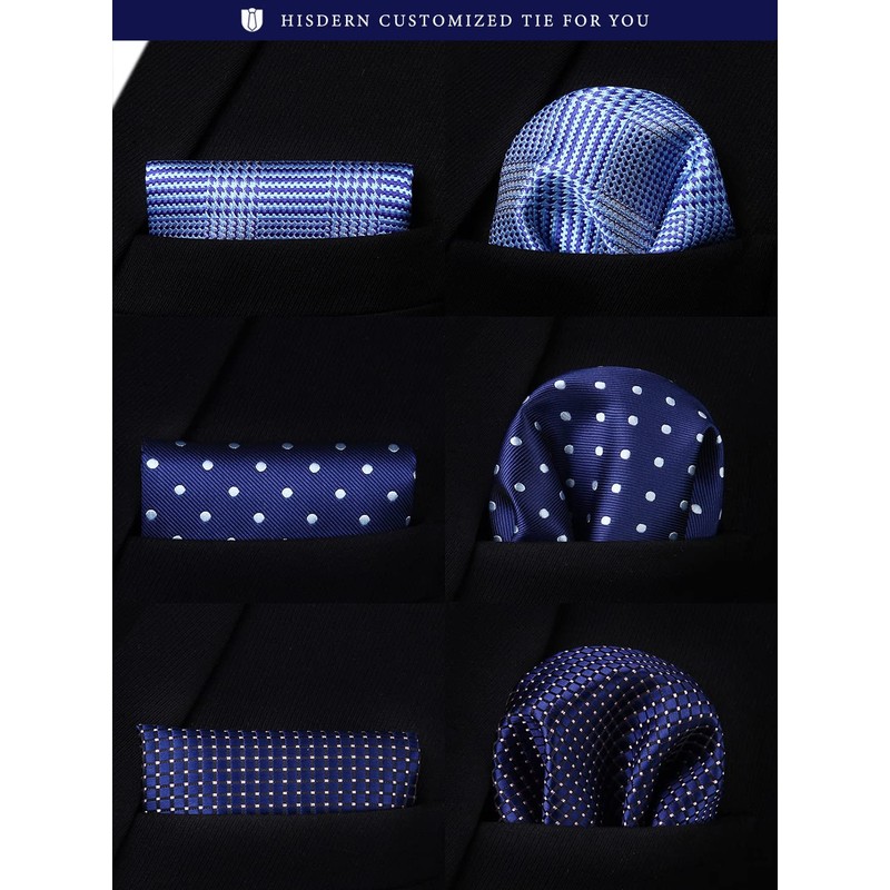 HISDERN TA3-01S Set of 3 Neckties and Pocket Squares, Luxury