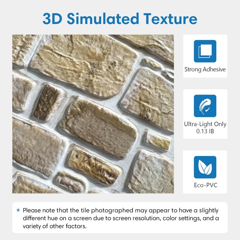 COMSTICKC 3D Faux Stone Peel and Stick Wall Panel, Faux