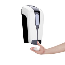 NCElec® - Dispensador de jabón espumoso, plástico, montaje en la pared, para baño, ducha, fregadero, cocina, lavabo, 500 ml