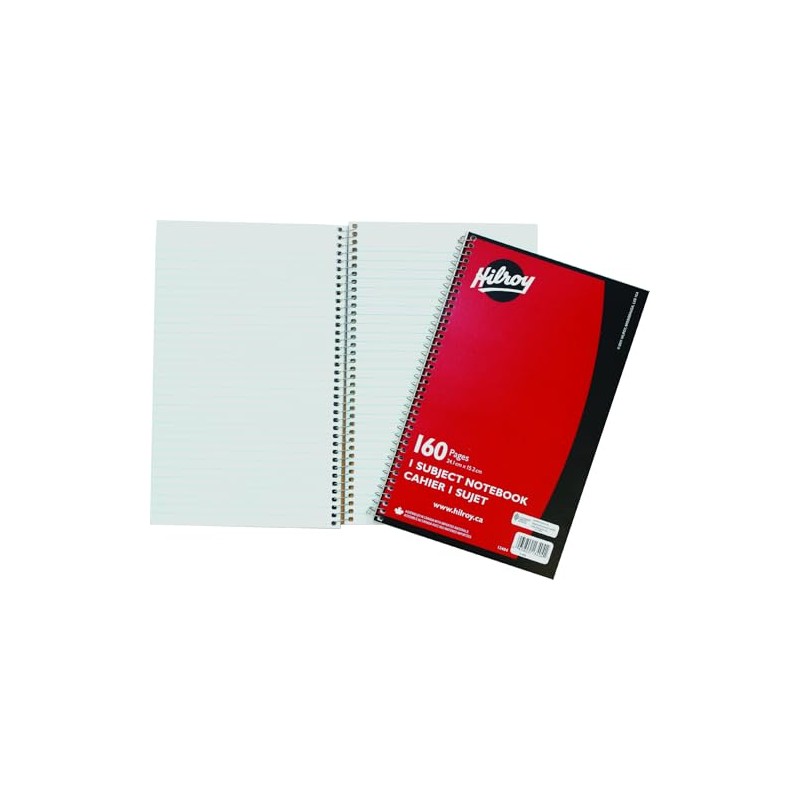 Hilroy Coil 1-Subject Notebook, Wide Ruled, 9.5 x 6 Inches,