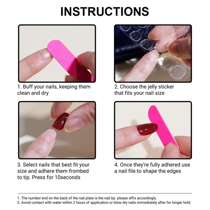 French Tip Press on Nails Short Square Fake Nails with