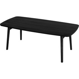 AZUMAYA SGS-229BK Folding Legs Coffee Center Table, W41.3 x D20.5 x H13.8 Inches, Natural Oak and Rubber Wood Material, Home and Living, Black Color