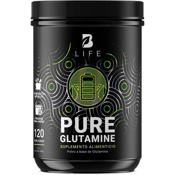 Glutamina Micronizada de 600g con 120 servicios. Ingredientes naturales. Pure