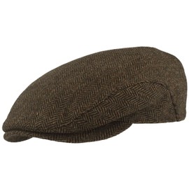 Breiter Men's Winter Flat Cap with Ear Flaps, Flat Cap, Peaked Cap, 100% Wool with Fold-Out Ear Protection, Hat, Skin-Friendly and Comfortable, Green, 7 1/8