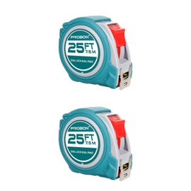 PROBON 25FT Tape Measure (2 Pack) - Dual Lock Double - Sided Retractable Measuring Tape with 1/8 Fraction, 1 - Inch Wide Blade, Drop - Resistant ABS Shell for Construction & DIY(2)