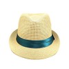 TrendsBlue Classic Natural Fedora Straw Hat, Teal Band