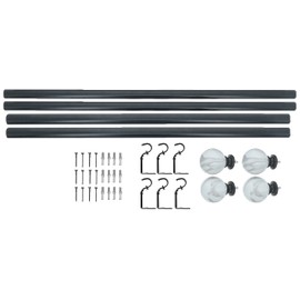 MERIVILLE 1-Inch Diameter Single Window Treatment Curtain Rod, White Marble Ball Finial (48"-84" | 2 Pack, Black)