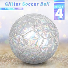 Size 4 Soccer Ball Glitter - Kids Aged 4-6 6-8 8-12 Outdoors Sports Training Ball Recreation Playing Ball Teens Girls Children Youth Back to School Birthday