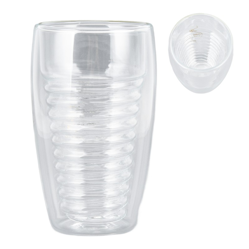 Double Wall Glass Coffee Cup 320ml High Temperature Resistance Clear