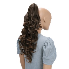 PRETTYSHOP 22" & 140g Hair Piece Pony Tail Extension Long & Voluminous Curled Wavy Heat-Resisting Div. Colours (brownmix 4H30 H25)