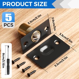 5 Pack Adjustable Ball Latches Silent Ball Catch Using Noise Free Ball Catches Push to Open Roller Catch for Internal Doors Cupboards Cabinets and Wardrobes Including Fixing Screw & Screwdriver